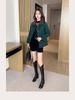 Plaid Square Neck Autumn/Winter Coat for Women