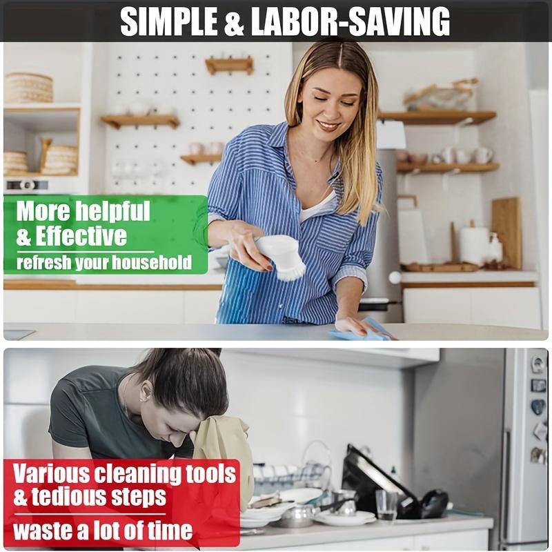 Electric Spin Scrubber,Cordless Motorized Cleaning Brush and Five Interchangeable Brush Heads,Handheld Power Shower Scrubber