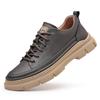 Fashion Spring Classic Mens Breathable Grey Sneakers Genuine Leather Men Casual Shoes Lace-Up Men's Walking Shoes Men Antiskid  Footwear