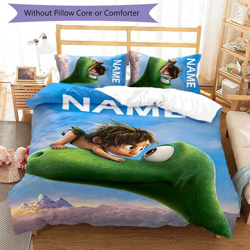 3pcs The Good Dinosaur1 Cover Set - Personalized Name, HD Printed Bedding with 1 Cover and 2 Pillowcases - Perfect for Home Decor, Easy Care