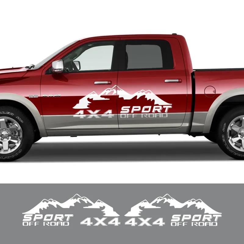 Car Sticker Pickup 4X4 Sport Off Road Graphcics Mountain Decal For Ford F150 Ranger Chevrolet Silverado Dodge Ram Isuzu Dmax