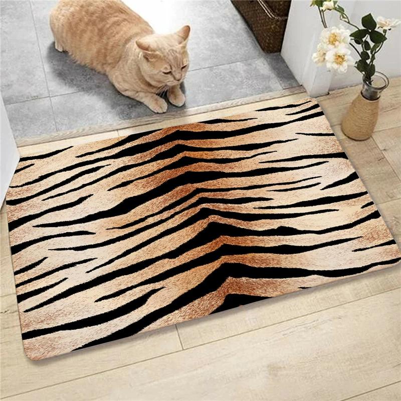 Fashion Animal Leopard Zebra Cow Deer Pattern Carpet Soft Carpets Rug Entrance Anti-slip Floor Mats Water Absorption