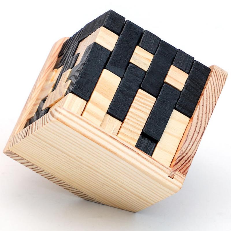 3D Cube Puzzle Luban Interlocking Creative Educational Wooden Toy Brain Iq Mind Early Learning Game Gift For Children Letter 54T