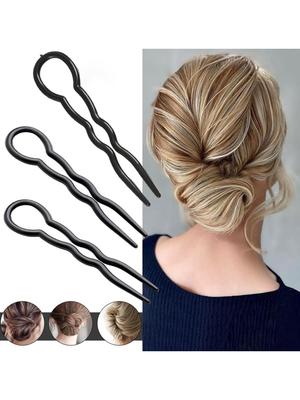 3 Stück/Set Mode Schwarze Welle Haaraufkleber Für Frauen Haarschmuck