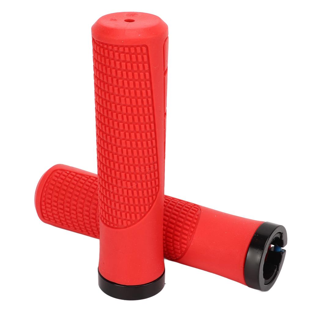 2 PCS Bike Rubber Handlebar Grips Anti Slip Handlebar Cover Shockproof Mountain Bike Handles Red