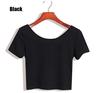 Ladies Short Sleeve O Neck T-shirt Sexy Tops Summer Basic Simple Stretch Solid Color Tee Shirts