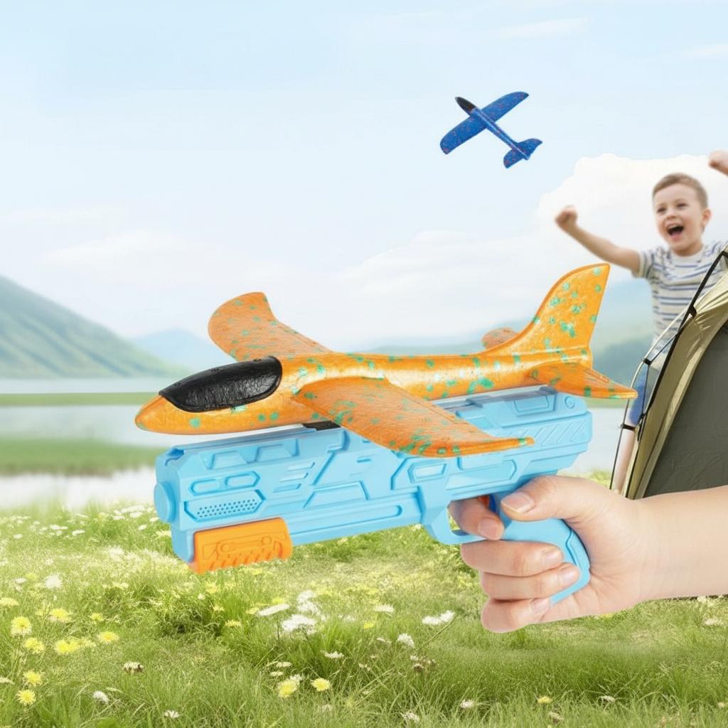 Airplane Launcher Toys, Foam Glider Plane Toy for Boys, 2 Flight Modes Outdoor Flying Toys Birthday Gifts for Boys Girls