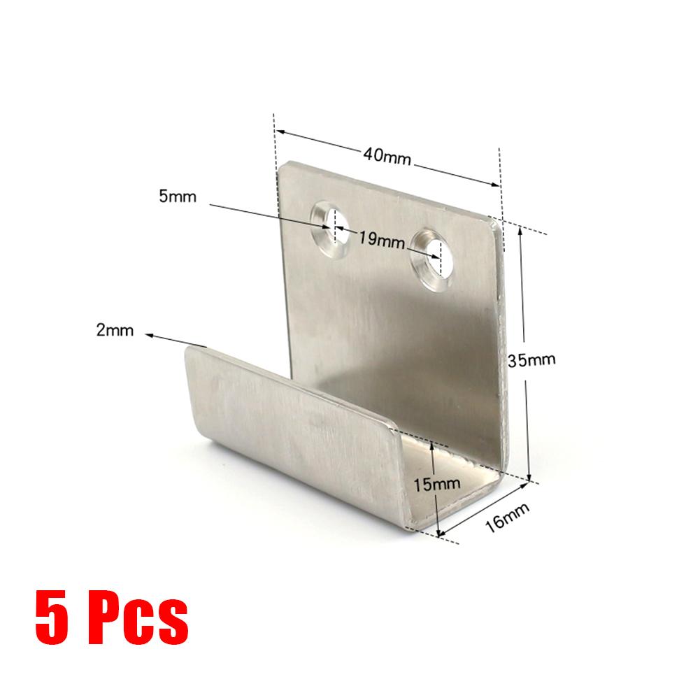 2026 Fixing Hook Brackets Stainless Steel Thicken 5PCS Flat Hooks Hanger Installed Freedom Display Rack Hook Brushed