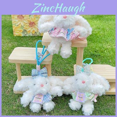 Plaid Dress Drooping Ear Rabbit Plush Keychain For Cute Bag Decor And Gift