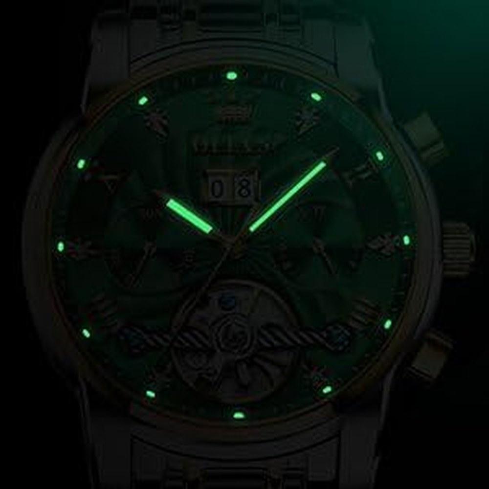 OLEVS Men's Mechanical Automatic Waterproof Luminous Date Stainless Steel Gift Watch