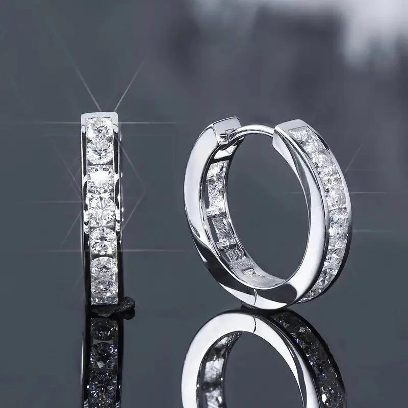 925 Sterling Silver Round Zircon Hoop Earrings For Women Simple Geometric Circle Earrings Party Wedding Jewelry Gifts