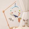 Baby Bed Bell Hanging Toy 0-12 Months Newborn Wooden Mobile Music Crib Rattle Toy Cartoon Whale Crib Holder Bracket Infant Gift