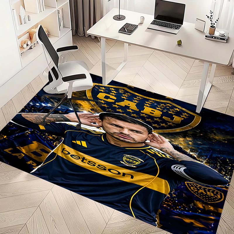 1pc Club Atlético Boca Juniors Print Area Rug - Soft, Washable Non-Slip Indoor Mat, Living Room, Home Office Decorative Rug,Office Decorative