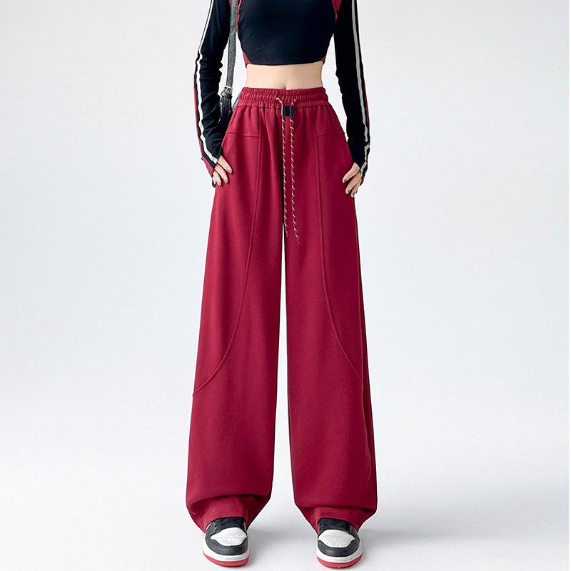 

Женские спортивные брюки с высокой посадкой и широкими штанинами: Осенне-зимние утолщенные вельветовые повседневные брюки M [80-105 lbs]