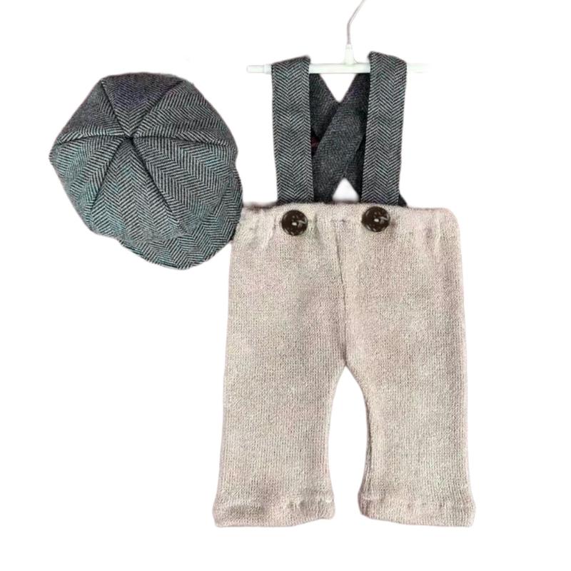 

2Pcs/set Newborns Photoshoots Props Comfortable Strap Pants with Hat, Baby Photography Outfits Studio Photo Clothing 1