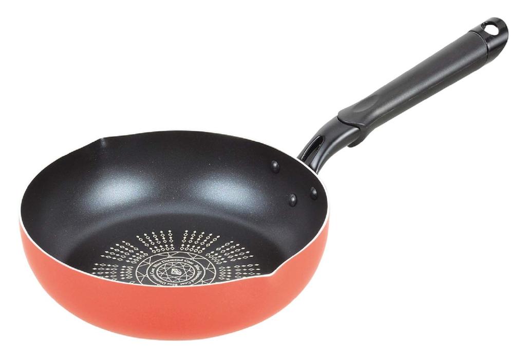 Pearl Metal Extra Deep Blue Diamond Coat Induction Compatible Frying Pan 24cm Orange Double-sided HB-2645