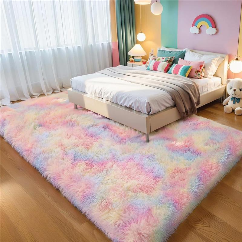 Area Rugs for Bedroom, Upgrade Non-Slip Grey Fluffy Soft Shag Carpet, Indoor Floor Gray Fuzzy Shaggy Living Room Plush Rug for Kids Home Dorm Decor