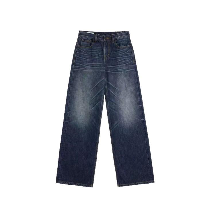 Alright s 2026 Spring Retro Dark Blue Straight-Leg Jeans for Women Medium