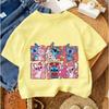 Cute Children Crew Neck Tee Stitch Popular Cartoon For Boys Girls Summer Casual Fashion Wear