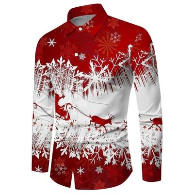 Men's Long Sleeve 3D Digital Print Christmas Shirts Casual Tops for Autumn and Winter