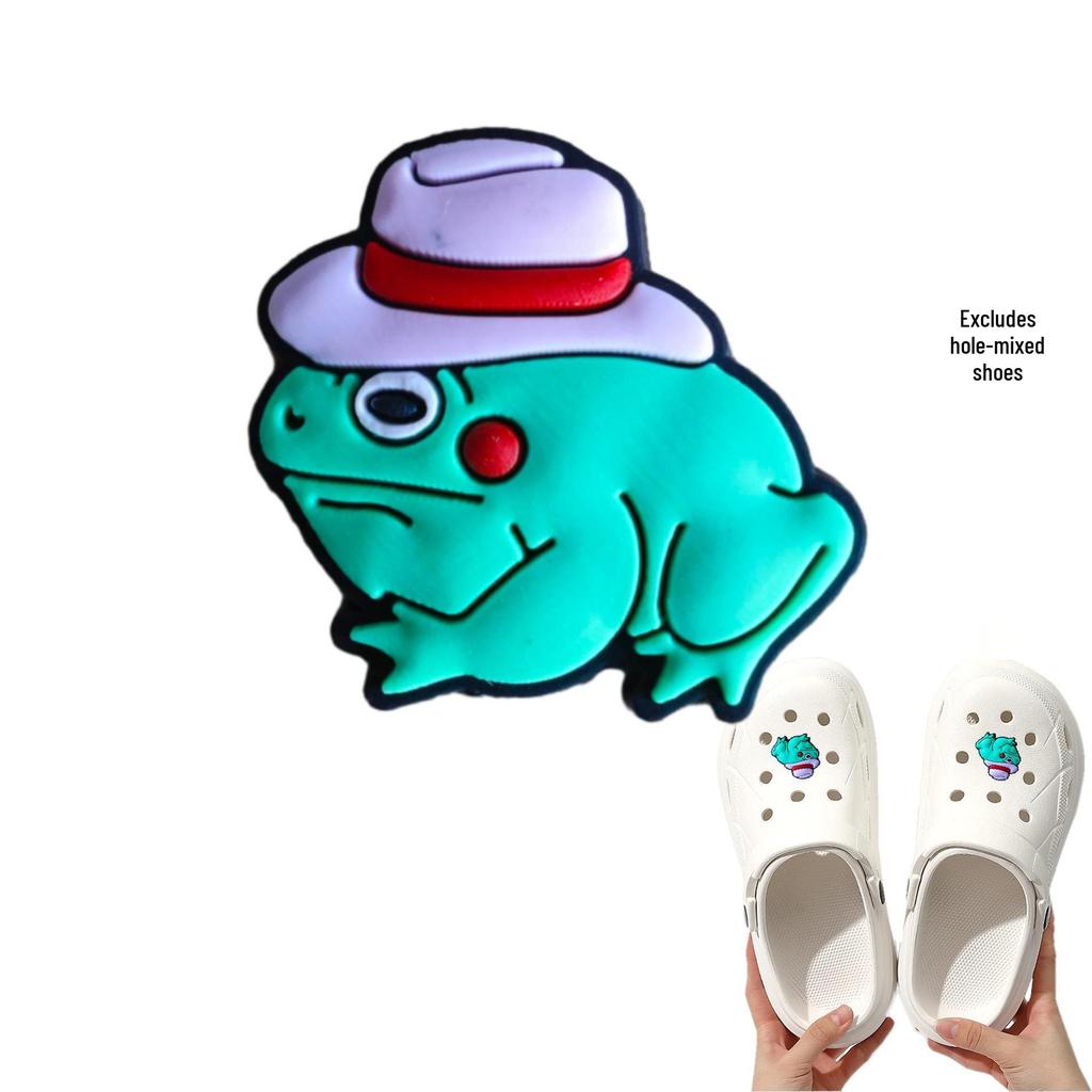 Green Frog DIY PVC Detachable Shoe Accessories - Buckle & Flower Ornaments for Hole Shoes