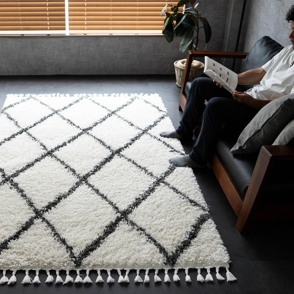 Sayan Sayan Moroccan Beni Ourain-style Rug, Zephyr, 200x250cm, 3-tatami Size, Cream, Türkiye