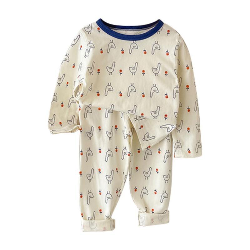 

Детская футболка с длинным рукавом и длинные брюки, пижама, мультяшный принт, домашняя одежда, двухкомпонентный детский пижамный комплект 150