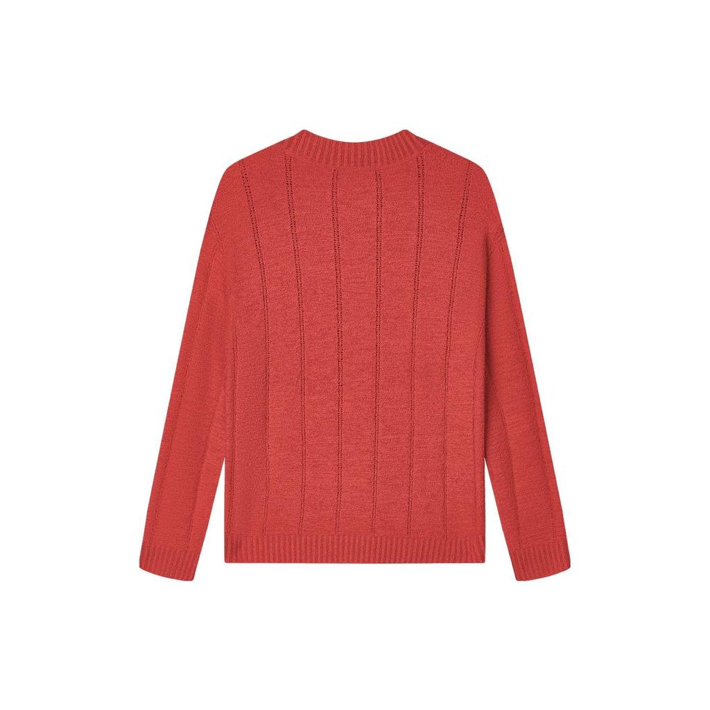 Fila Solid Color V-Neck Casual Pullover Sweater Women Sweater Legendary-Red F11W341408F-RD