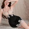 Love Underwear New Women's Embroidery Splicing Satin Suspender Nightdress Home Hollow Sexy
