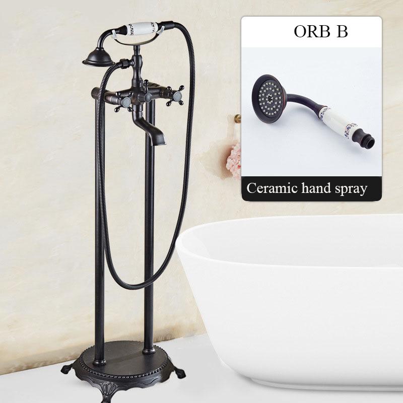 Brass Bathroom Faucet Bathtub Faucets 360 Rotation Floor Stand Faucets Telephone Type Hand Shower Antique Bath Shower Set
