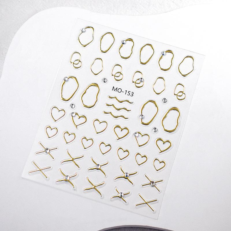 5D Relief Line Nail Stickers Bronzing  Diamond Line Adhesive Nail Art Stickers Decals Manicure