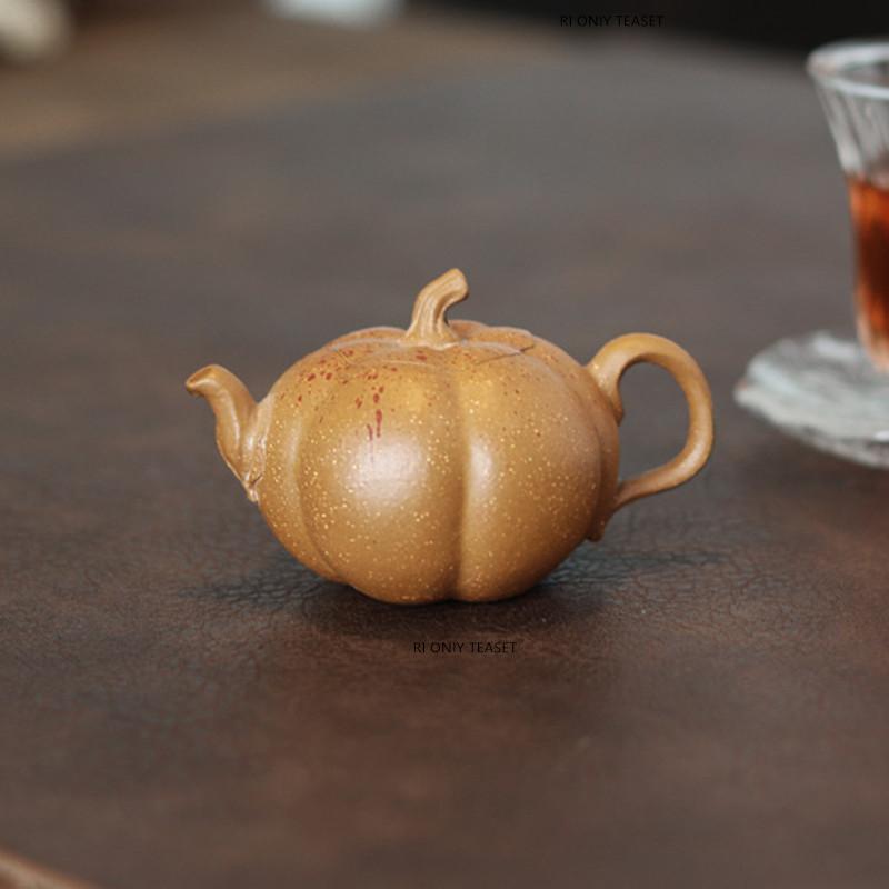 70ml Yixing Purple Clay Teapot Small Capacity Pumpkin Shape Tea Pot Famous Handmade Zisha Kettle Chinese Tea Set Customized