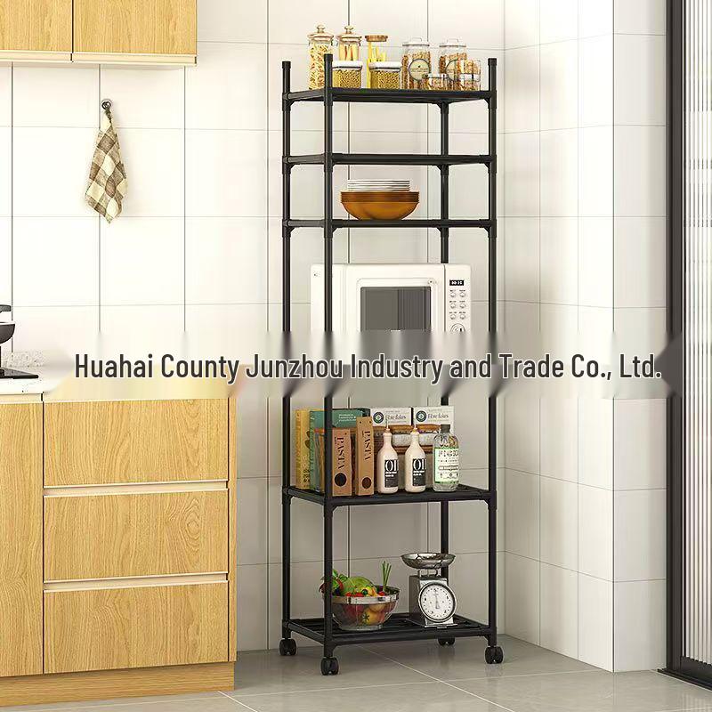 

Multi-layer Kitchen Storage Rack: Movable, Multi-functional Floor Shelf for Home or Balcony 6-Tier Movable Shelf чорний