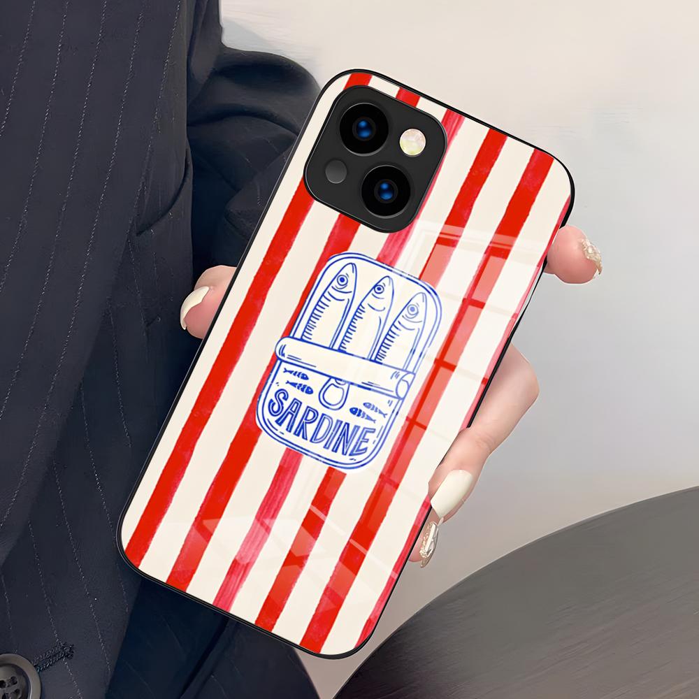 Sardines Phone Case For IPhone 17 Pro Max 15 Pro 16 14 Plus 12 13 Mini 11 Pro Shockproof Glass Cover iPhone17ProMax