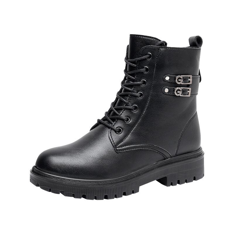 

Женские зимние меховые утепленные водонепроницаемые тканевые удобные теплые морозостойкие легкие водонепроницаемые нескользящие ботинки для хайкинга с высоким берцем, ботинки Мартин 41 чёрный