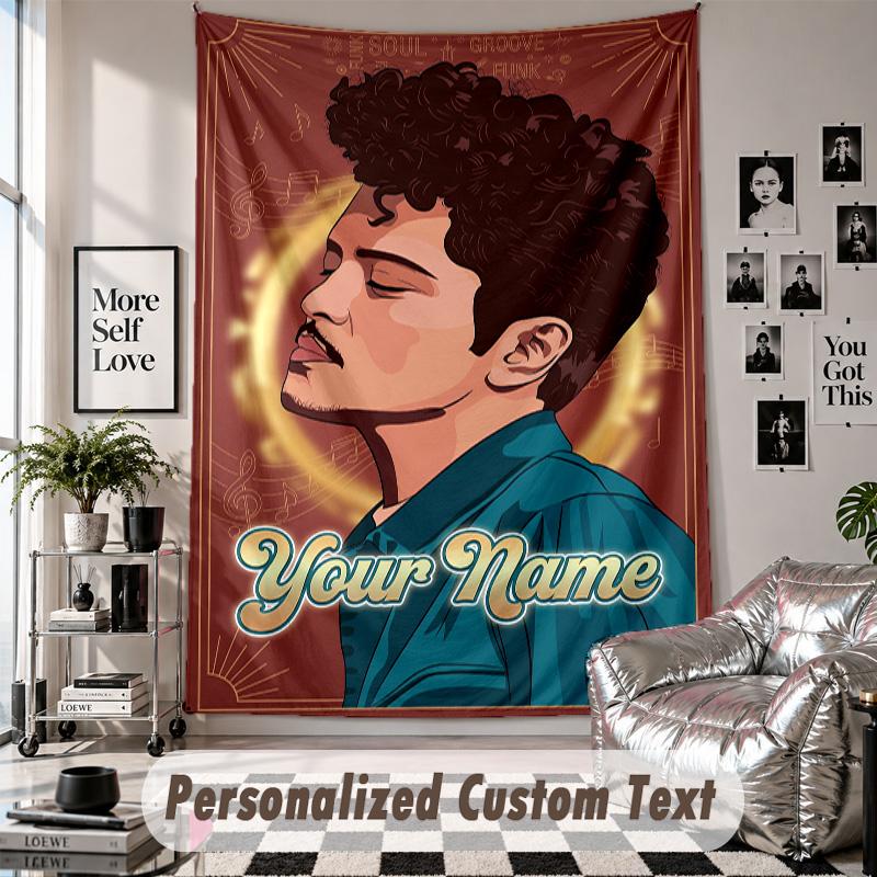 Wandbehang mit individuellem Namen & Text, Bruno Mars Dekorationstextil für das Schlafzimmer