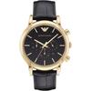 Luigi XLarge Preto Couro Preto Masculino Quartzo Cronógrafo AR1917
