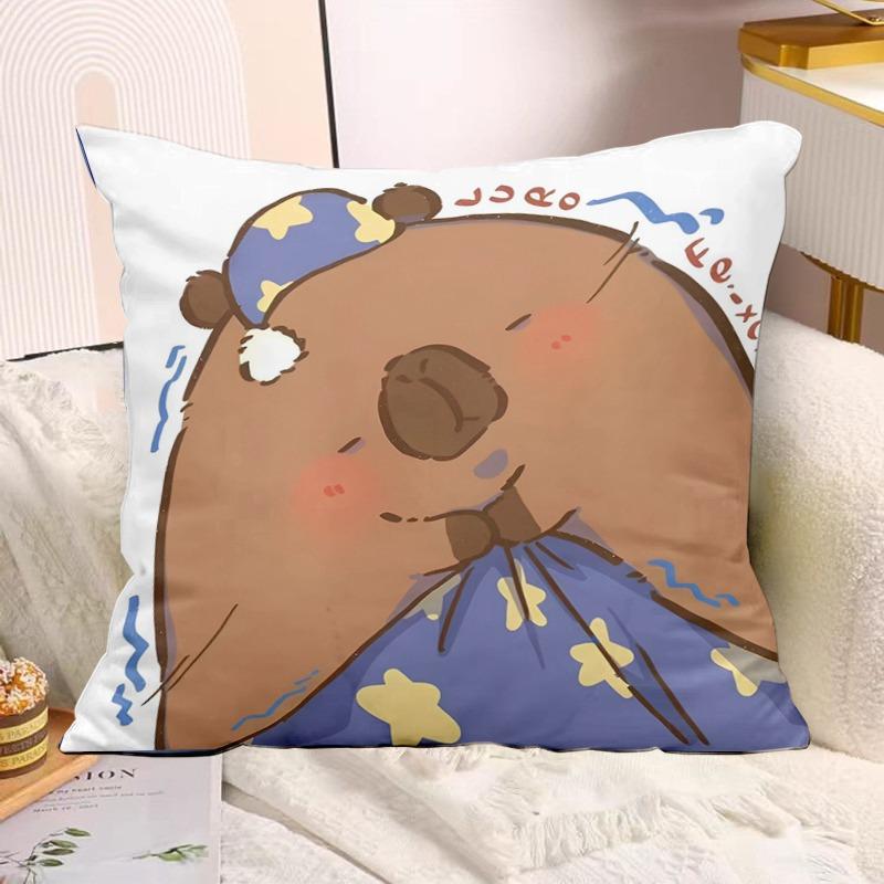 Cute Capybara Print Decorative Pillowcase Bedroom Living Room Square Cushion Pillowcase