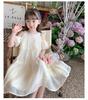 Girls Summer Off Shoulder Chiffon Princess Dress Short Sleeve