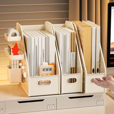 Yousheng Reading Stand Multi-Grid Desktop Organizer with Elevated Base Rounded Corners To Prevent Book Tipping Macaron Colors for Kids Study Desk