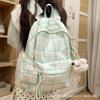 Schoolbag Schoolbag Junior High School Girls Japanese Ins Retro Plaid College Students Simple and Versatile Korean Version High School Backpack Women