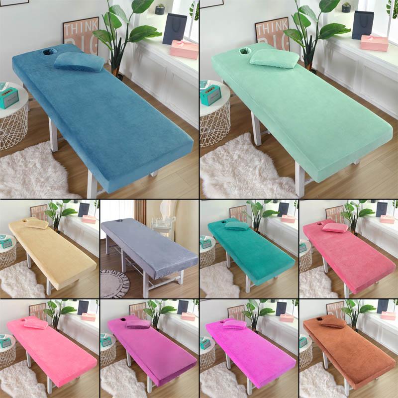Crystal Velvet Thick Bed Cover Simple Beauty Bed Covers Massage Bed Cover for Hospital Hotel Beauty Salon with Open Hole
