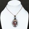 Rhodonite, Moonstone Gemstone Copper Wire Wrap Jewelry Pendant 3.15"