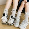 2 Pair Kids Holding Hands Socks Funny Hand In Hand Mid Tube Socks Novelty 3D Doll Socks Cute Christmas Gifts Black and White