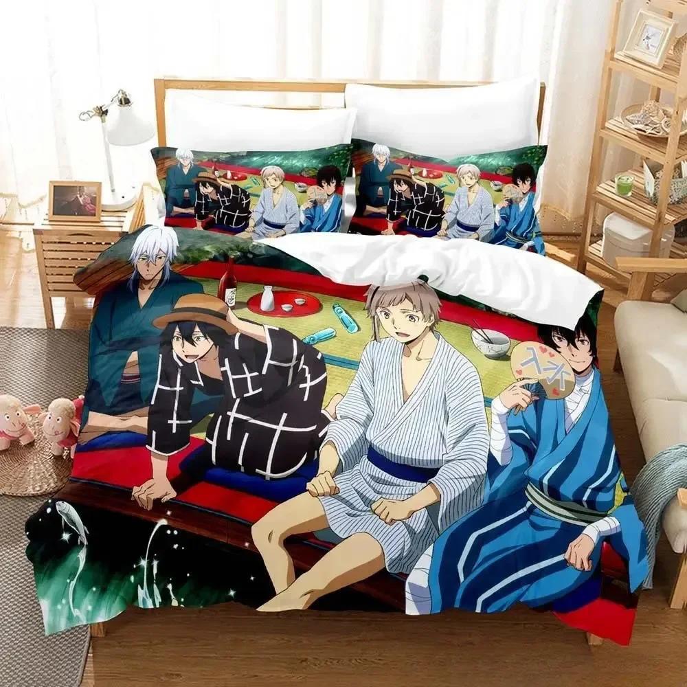 Bungou Stray Dogs S4 Beding Set Single Twin Ful Quen King-Sized Dimensionsd Dimensions Bed Linen Set Adult People Kid Bedrom Duvetcover Sets Anime Bed