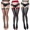 Women Leopard Top Shimmery Tights Suspenders Pantyhose Attached Garter Belt Oil Glossy Thigh High Stockings Lingerie
