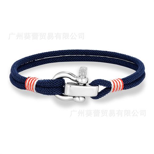 Stainless Steel Adjustable Mini Horseshoe Buckle Men'S Captain Rope Bracelet Couple Anchor