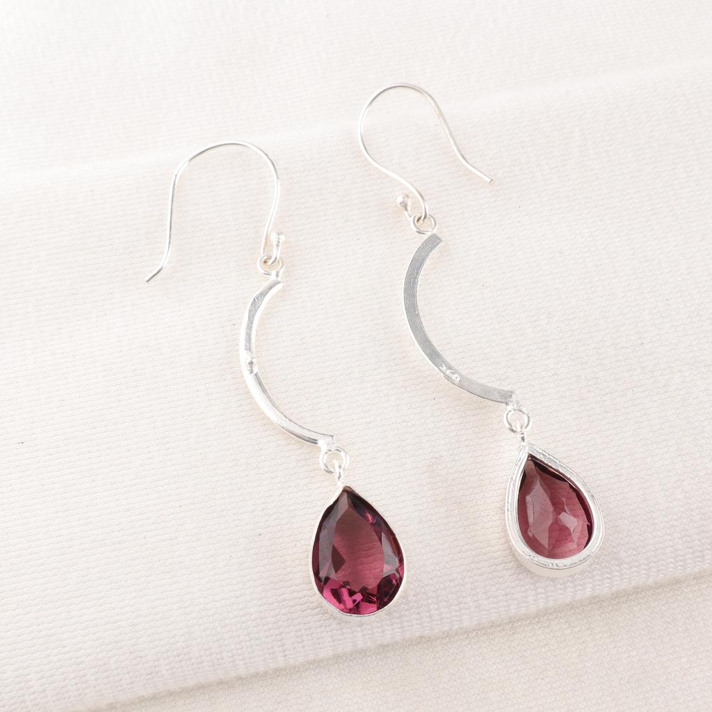 Rhodolite Beautiful Gemstone Earrings, 925 Sterling Silver Adorable Jewelry For Love, Handmade Spiritual Jewelry For Gift