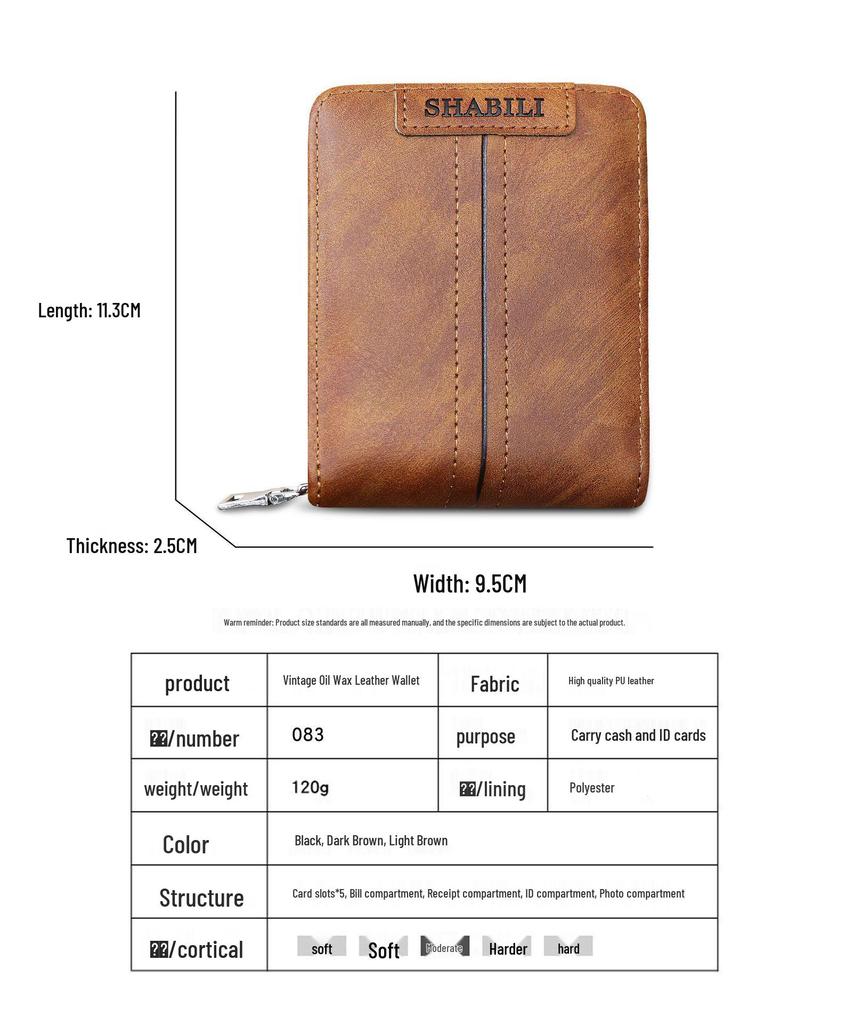 Men's Korean-Style Fashion Wallet: Classic, Large-Capacity, Multi-Card, Horizontal Zipper Design