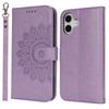 For iPhone 16 Stand Case Textured Leather Wallet Phone Cover with Strap